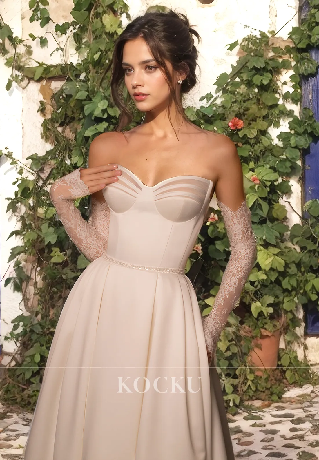 Couture & Ornate Off-Shoulder Appliques Long sleeves A-Line Wedding Dress