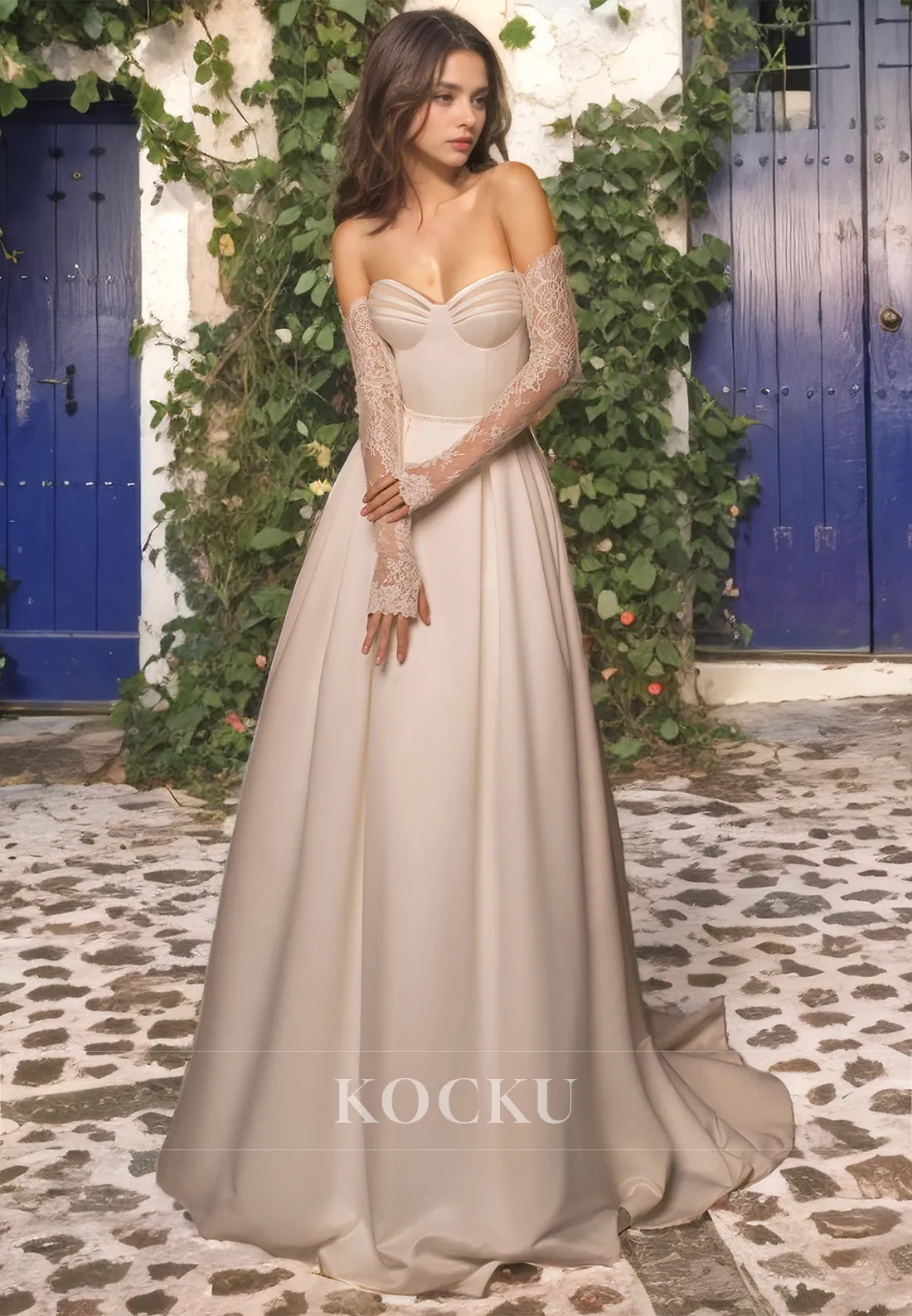 Couture & Ornate Off-Shoulder Appliques Long sleeves A-Line Wedding Dress