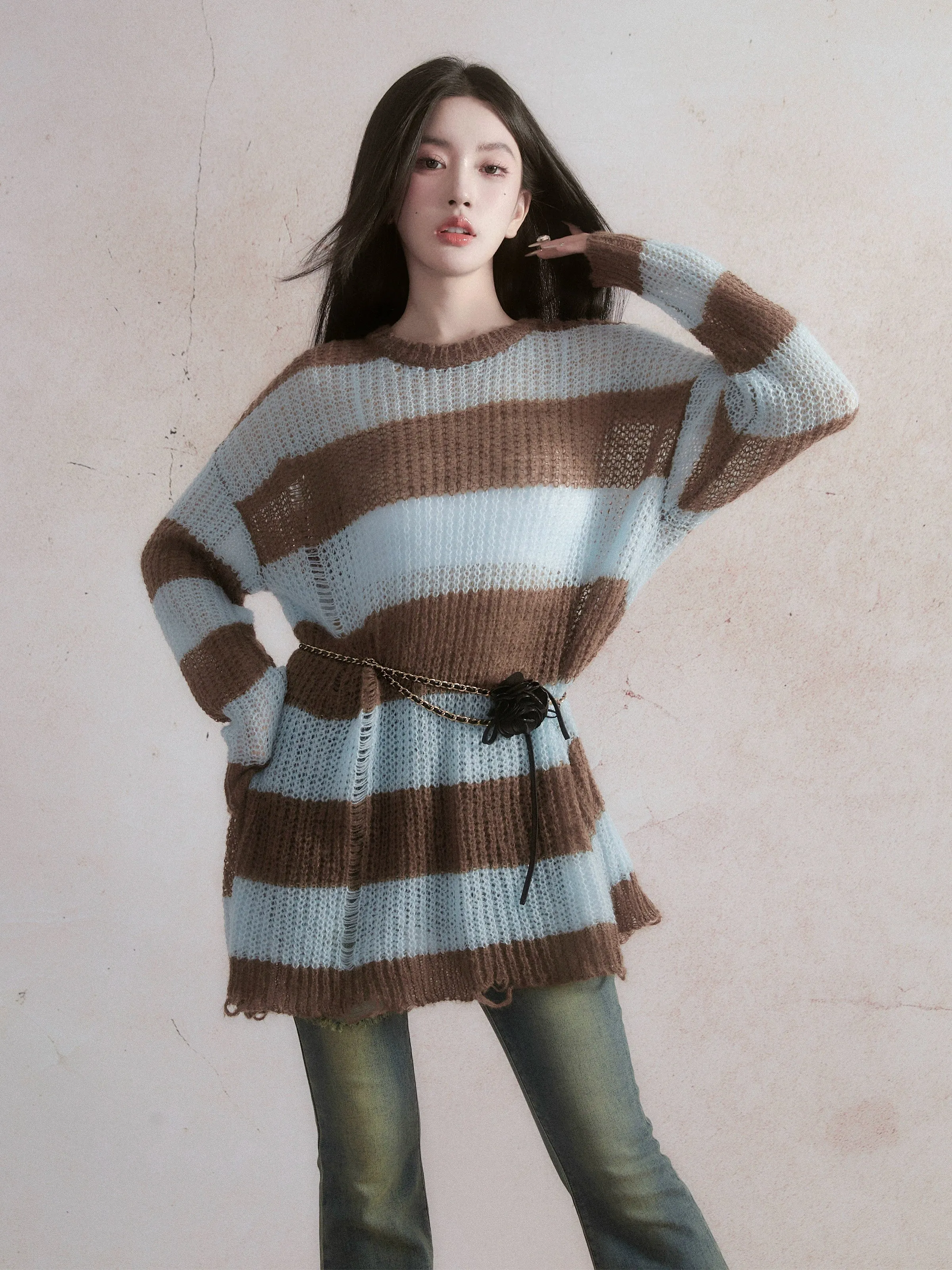 Cozy Stripes Oversized Knit Pullover