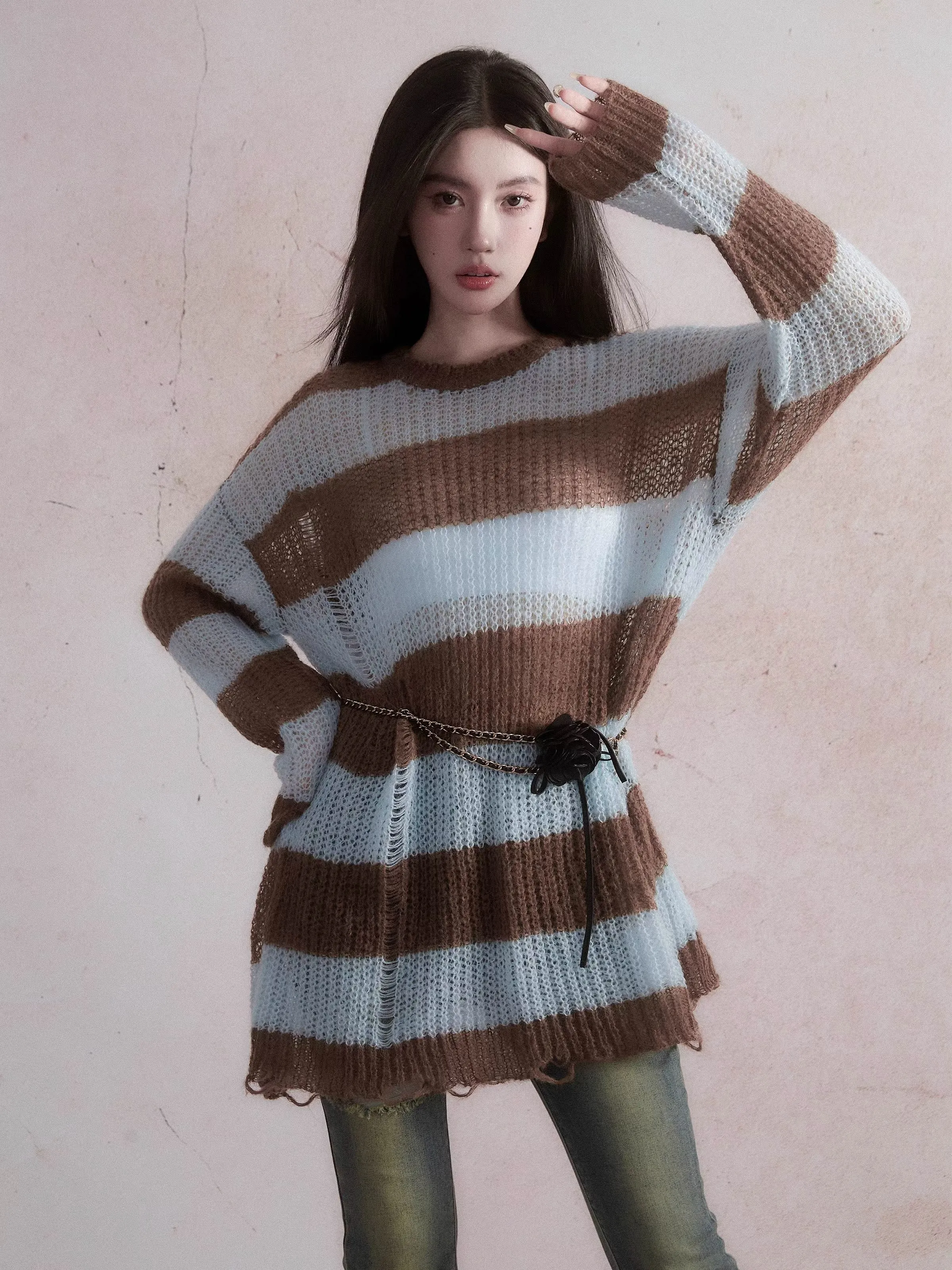 Cozy Stripes Oversized Knit Pullover