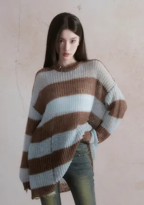 Cozy Stripes Oversized Knit Pullover