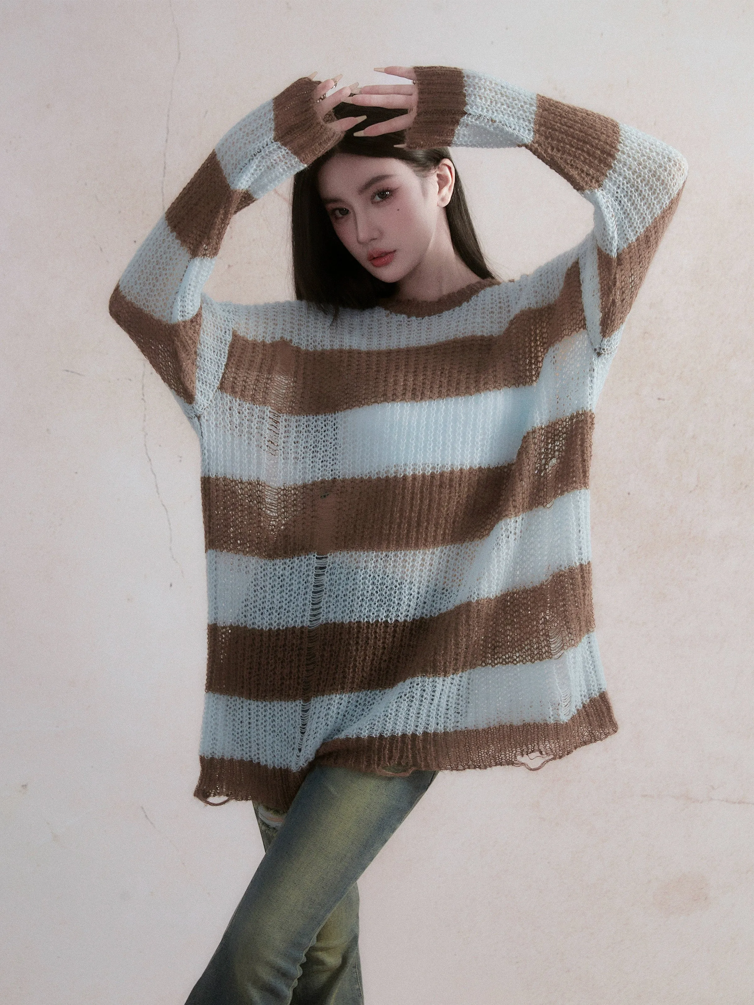 Cozy Stripes Oversized Knit Pullover