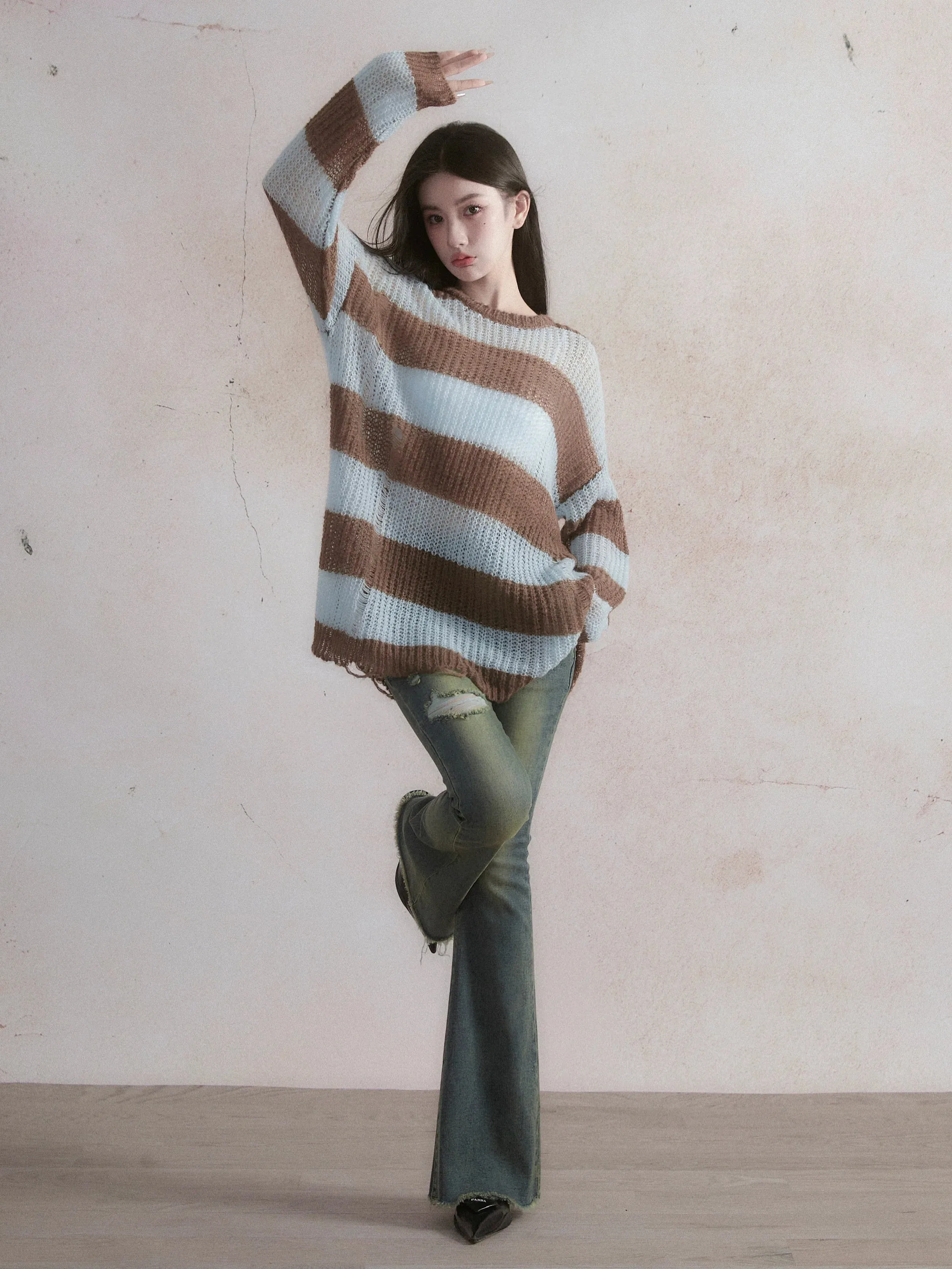 Cozy Stripes Oversized Knit Pullover