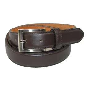 CTM® Men's Big & Tall Leather Basic Dress Belt with Silver Buckle