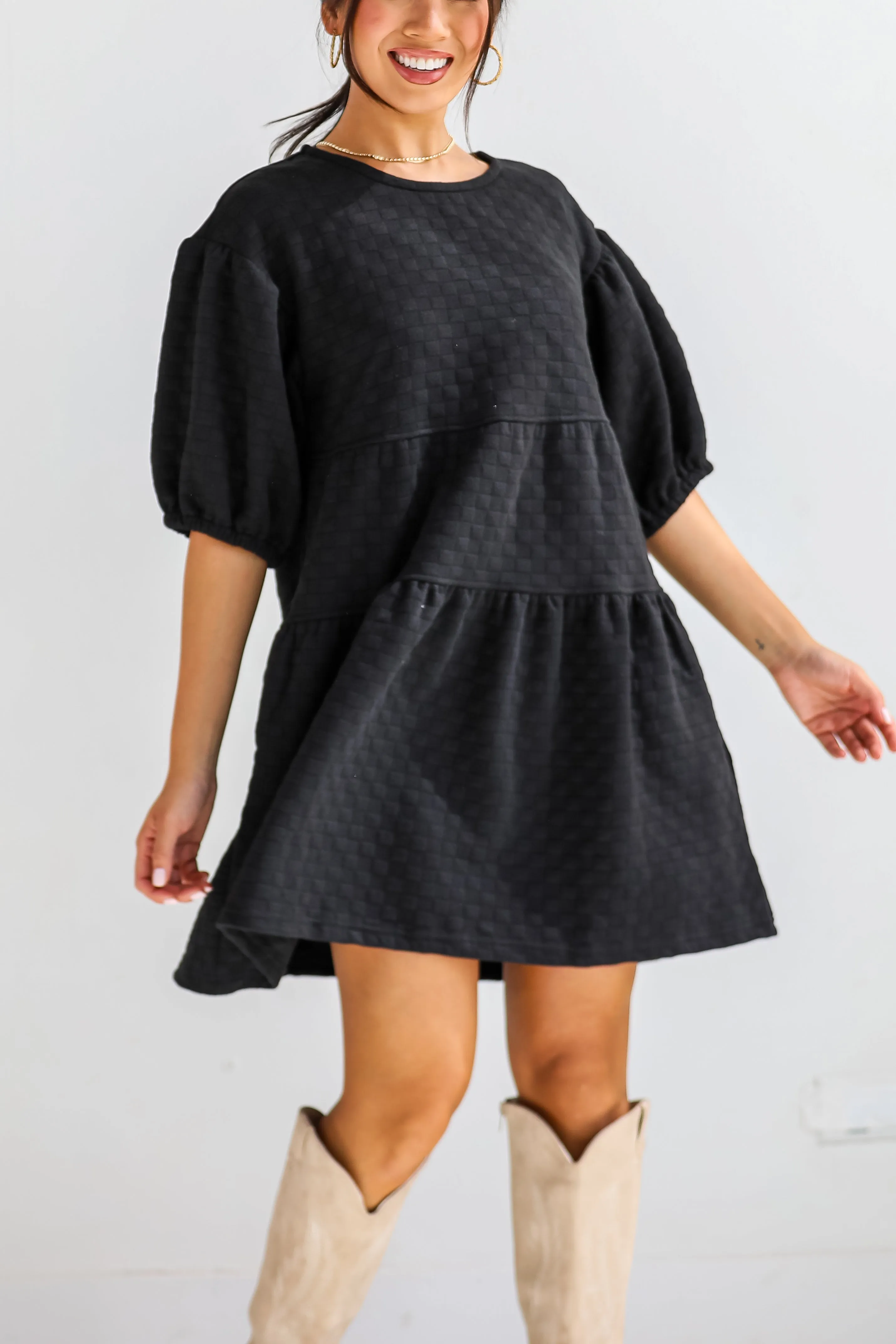 Curated Crush Black Tiered Mini Dress