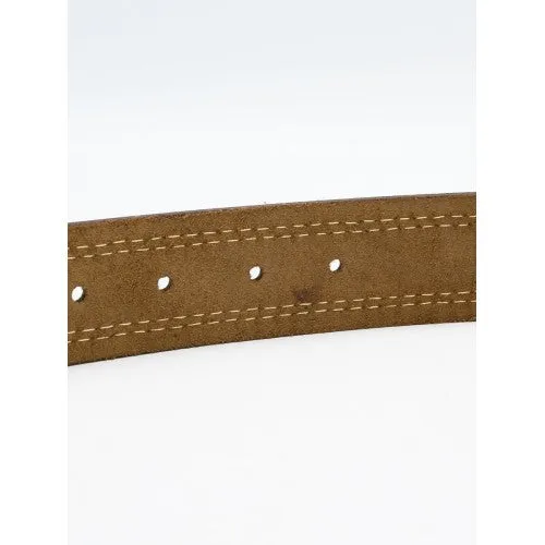 Dark Brown Cow Leather Belt for Men Double Stitch