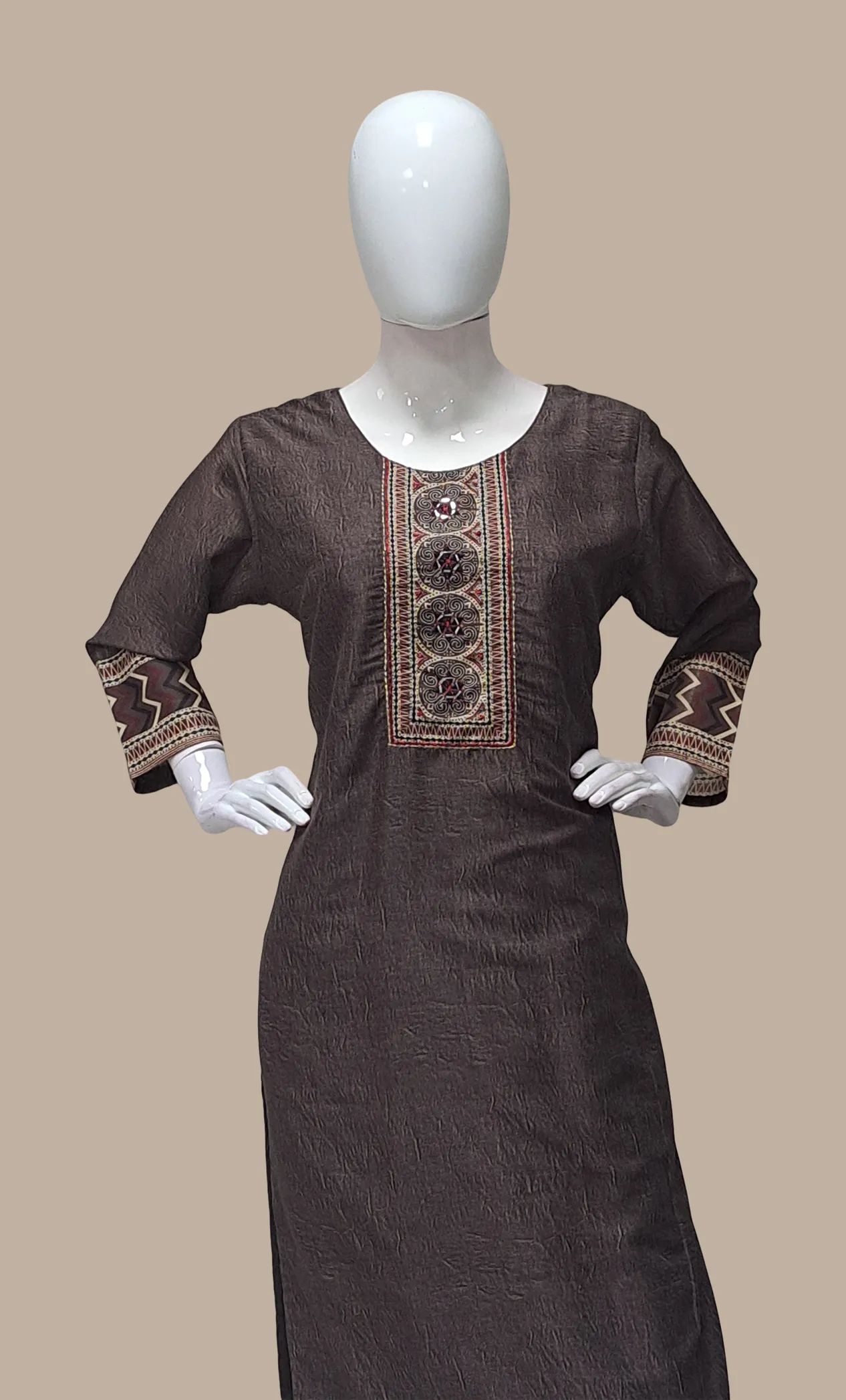 Deep Brown Embroidered Punjabi