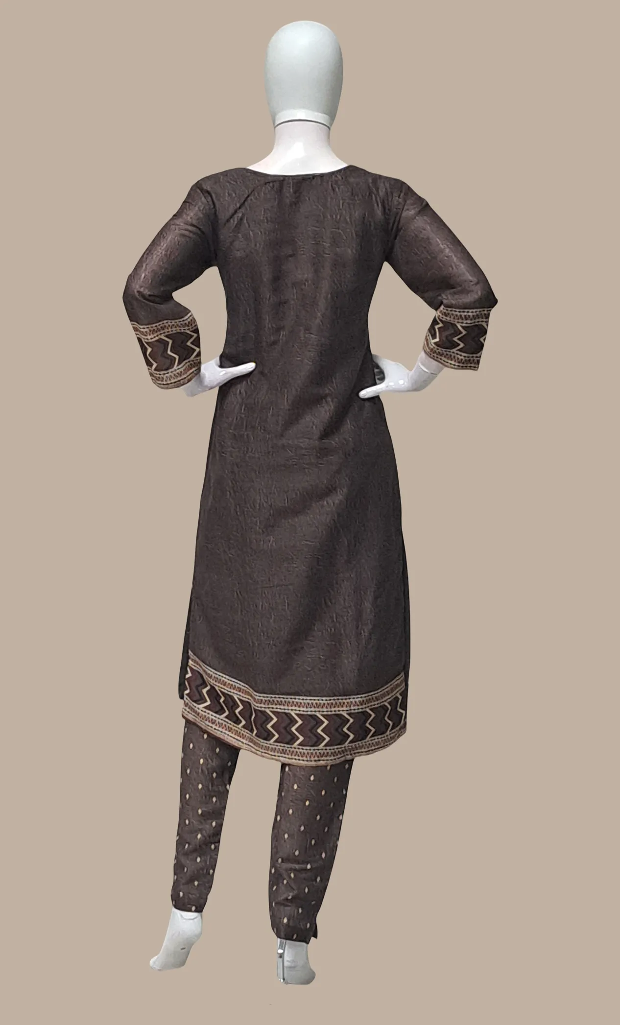 Deep Brown Embroidered Punjabi