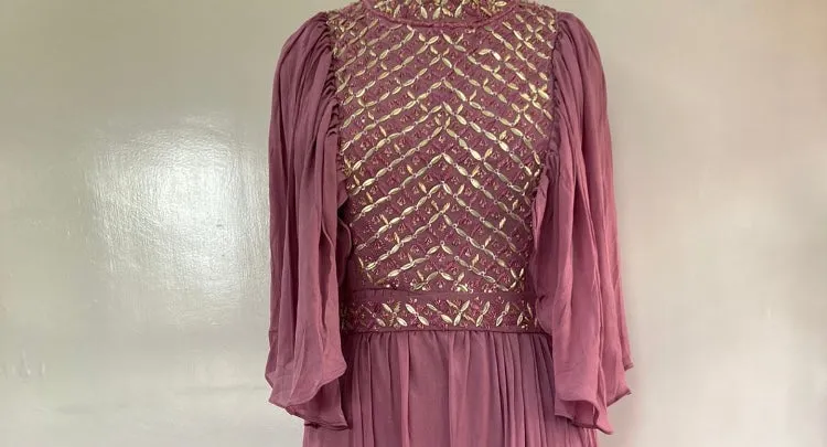 Designer Purple Indo-Western Dress with Butterfly Sleeves