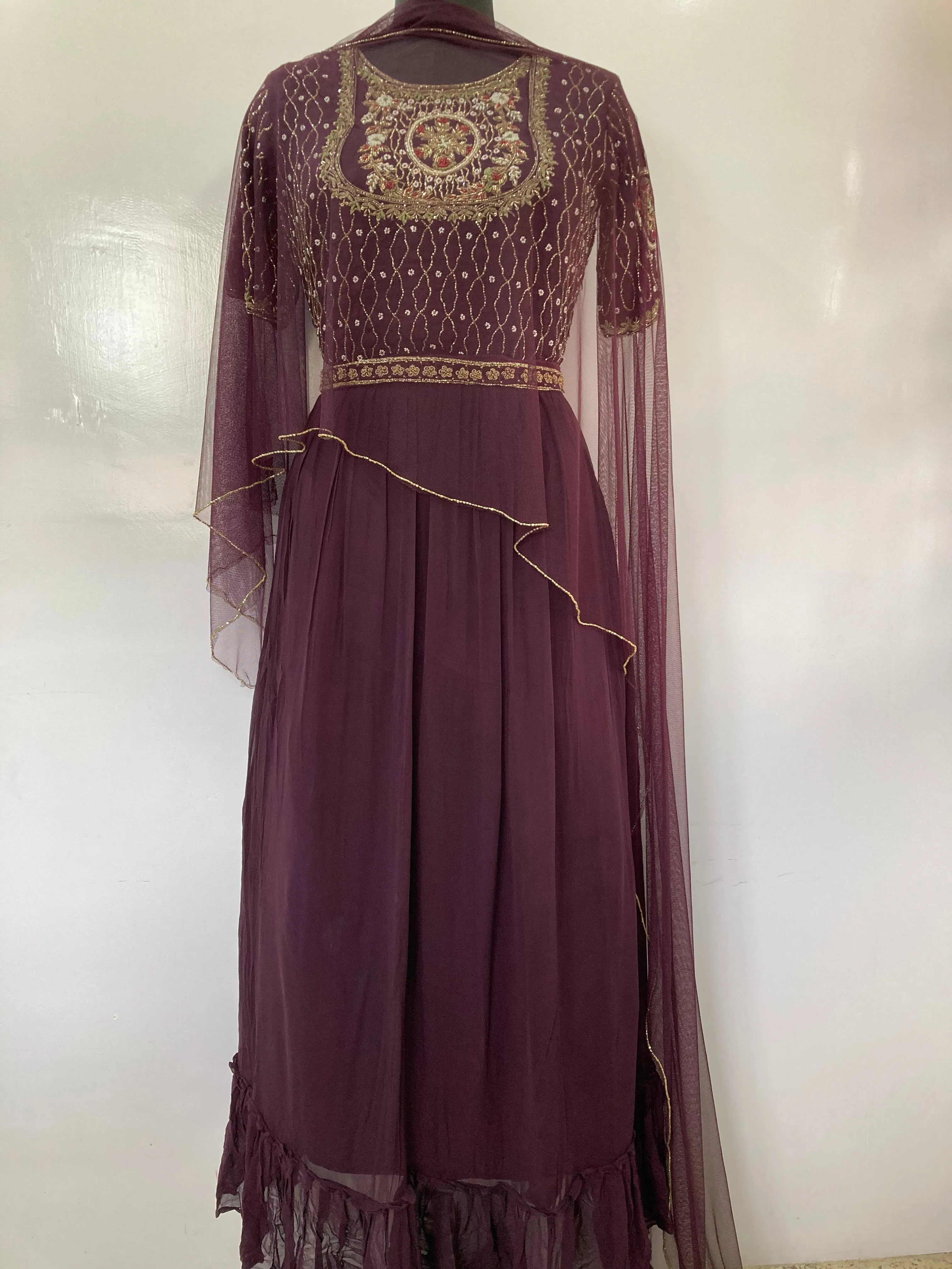 Designer Zardozi Gown with Dupatta