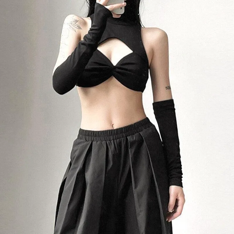 Detachable Sleeved Turtleneck Halter Top