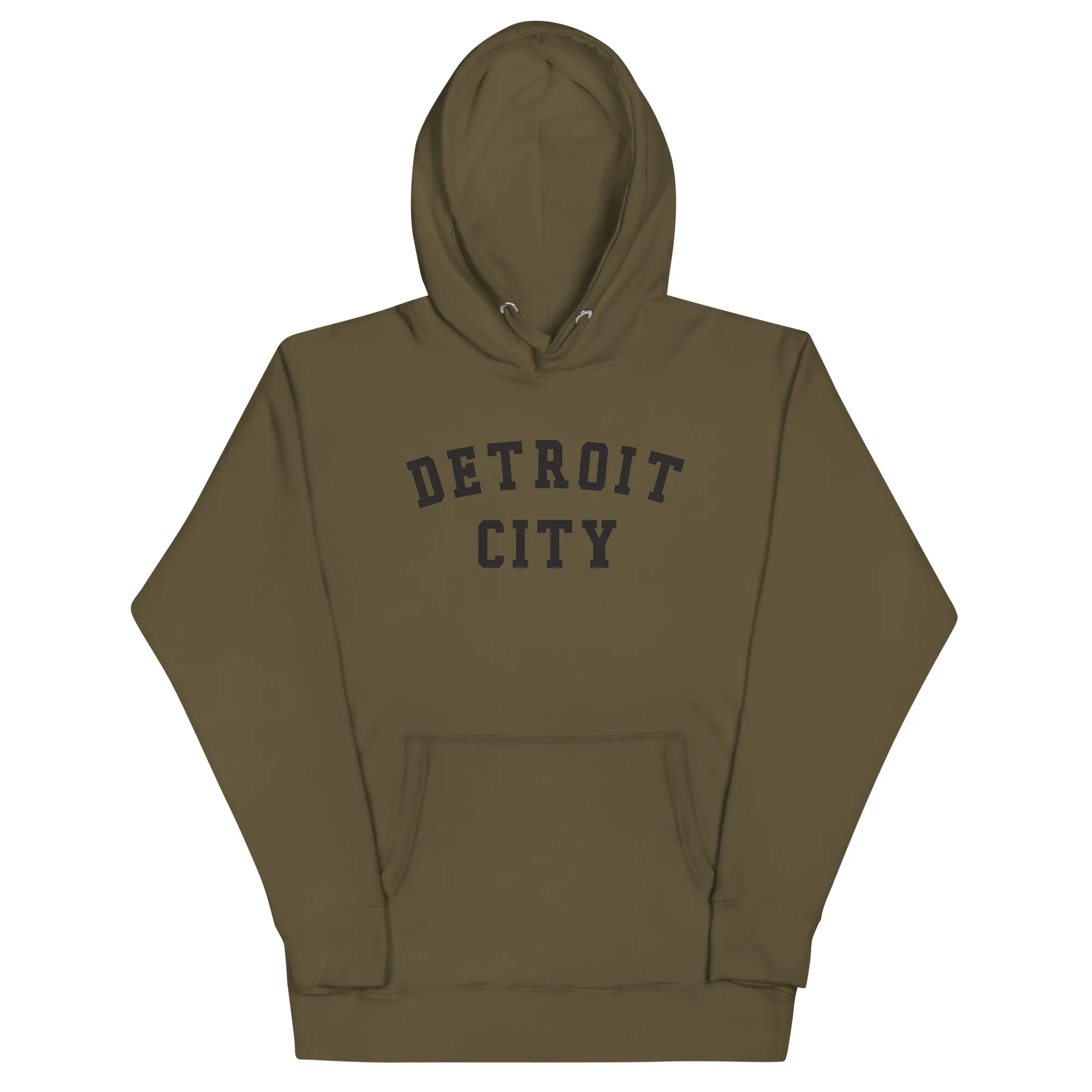 Detroit City Premium Pullover Unisex Hoodie - Military Green / Black