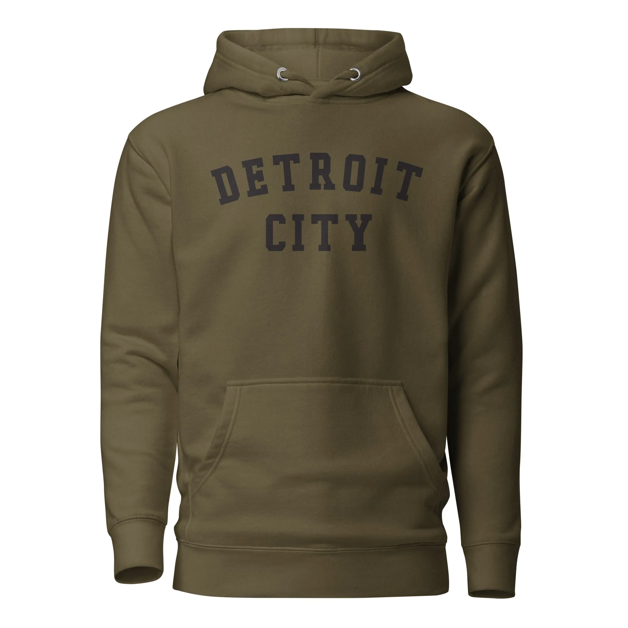 Detroit City Premium Pullover Unisex Hoodie - Military Green / Black