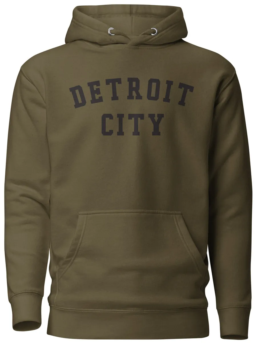 Detroit City Premium Pullover Unisex Hoodie - Military Green / Black