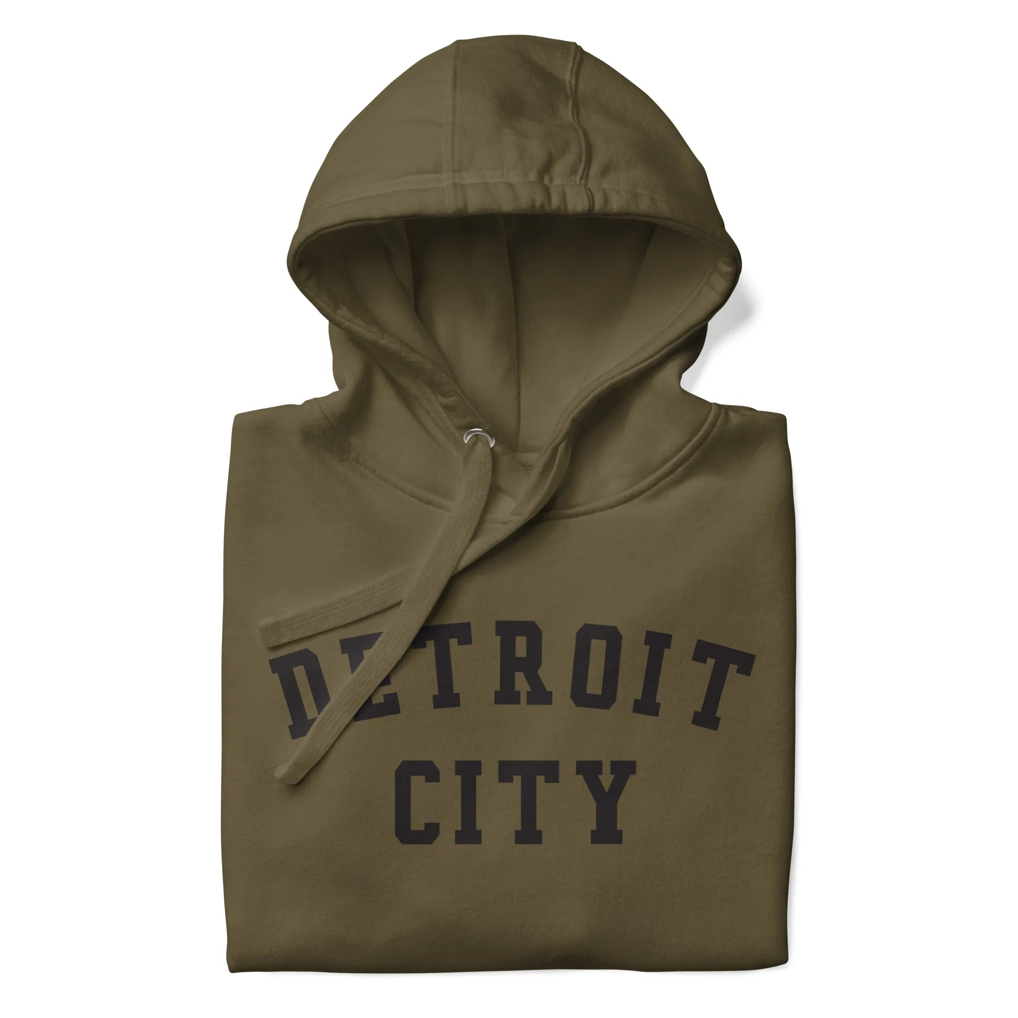 Detroit City Premium Pullover Unisex Hoodie - Military Green / Black