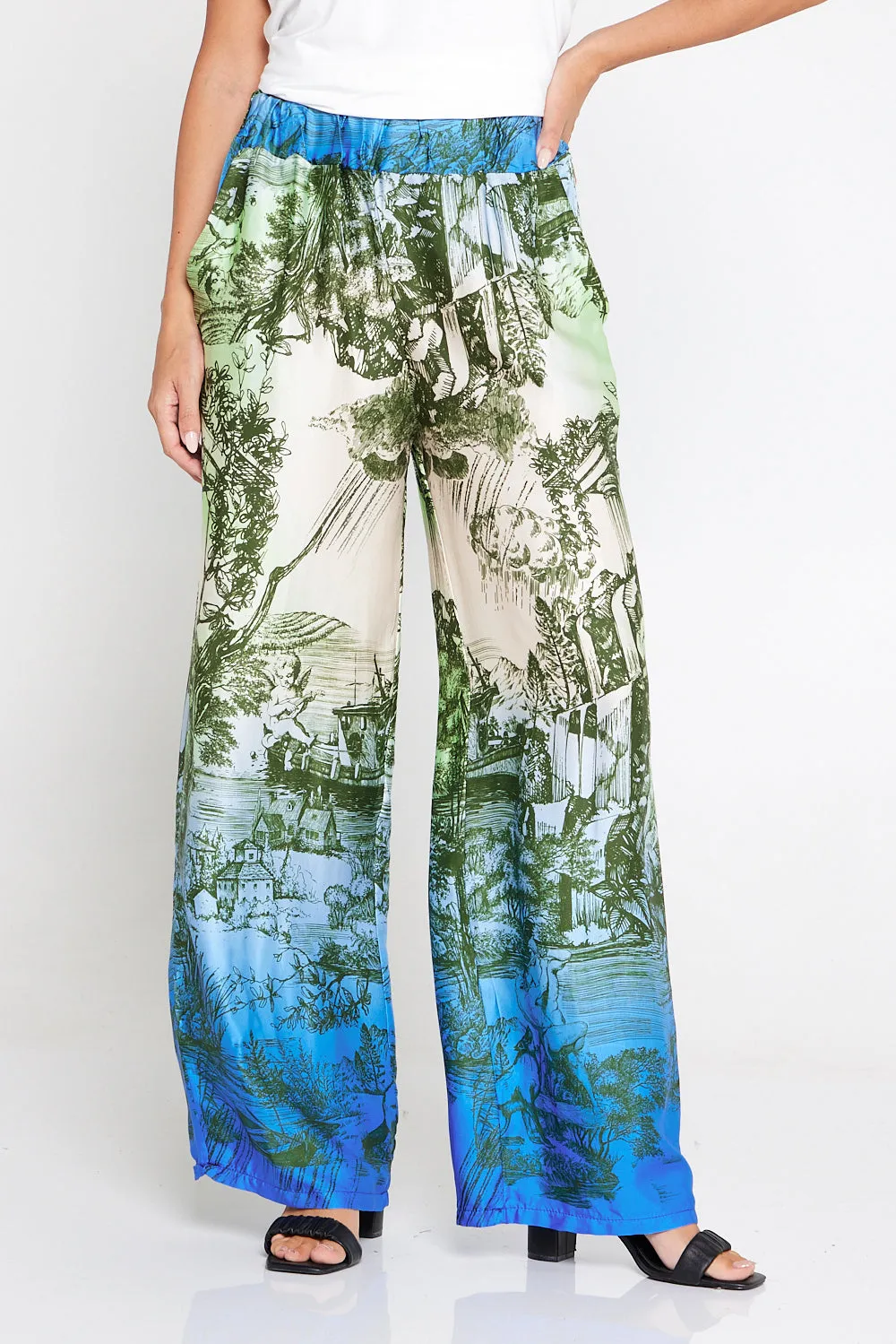 Dimitra Satin Pants - Rhea Print