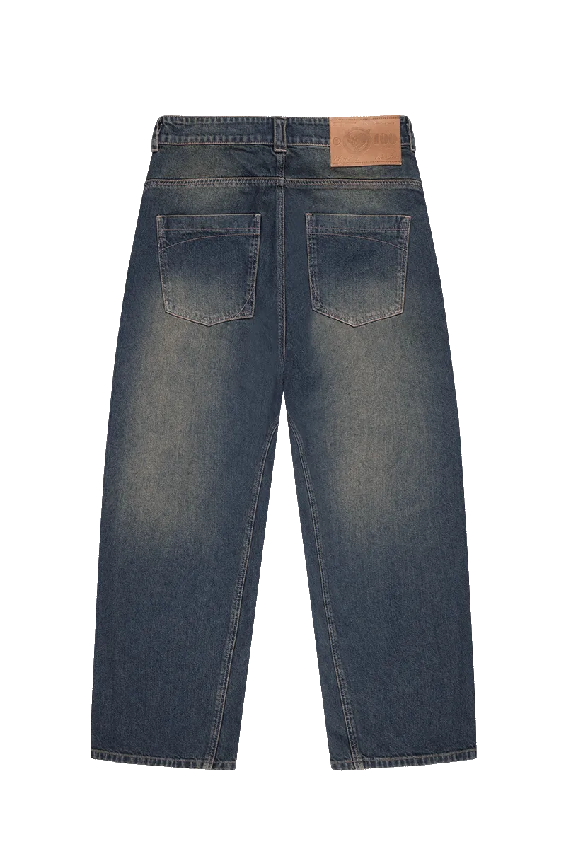 DISTINCTIVE BAGGY DENIM TEAL WASHED