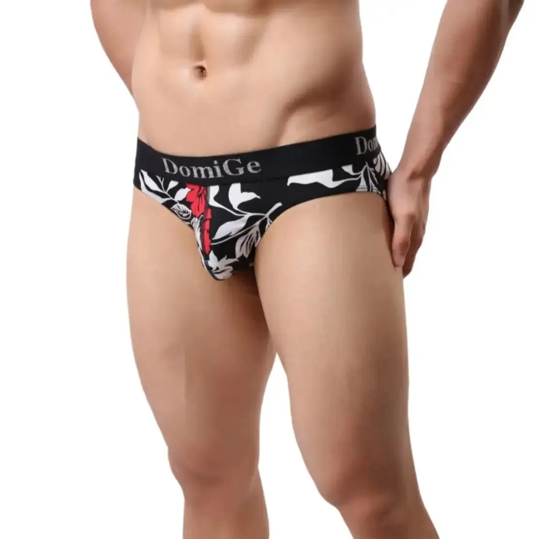 DomiGe Men's Mid-Rise Floral Printed Briefs Male Underwear