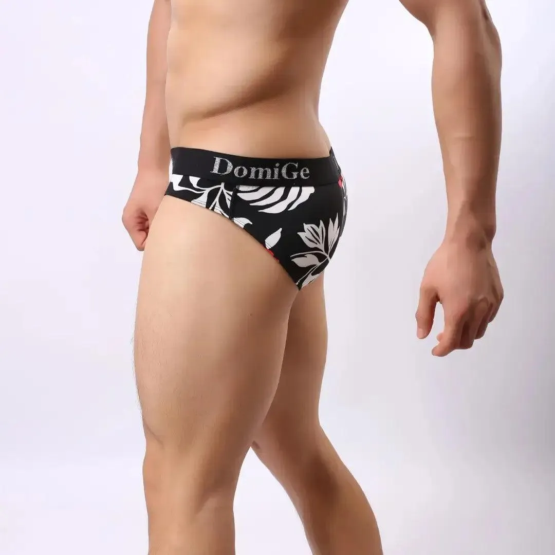 DomiGe Men's Mid-Rise Floral Printed Briefs Male Underwear