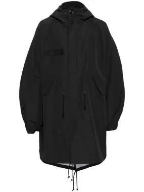 Drop-shoulder hooded parka coat<BR/><BR/><BR/>