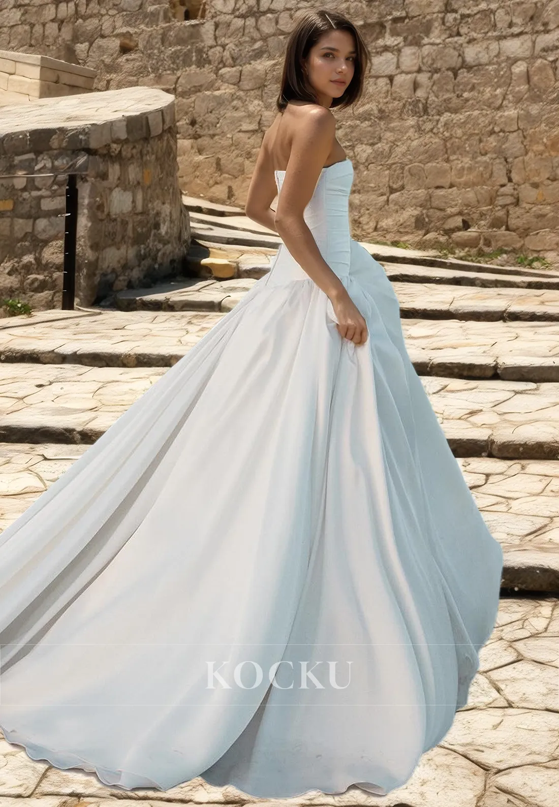 Elegant & Simple Off-Shoulder A-Line Satin Wedding Dress