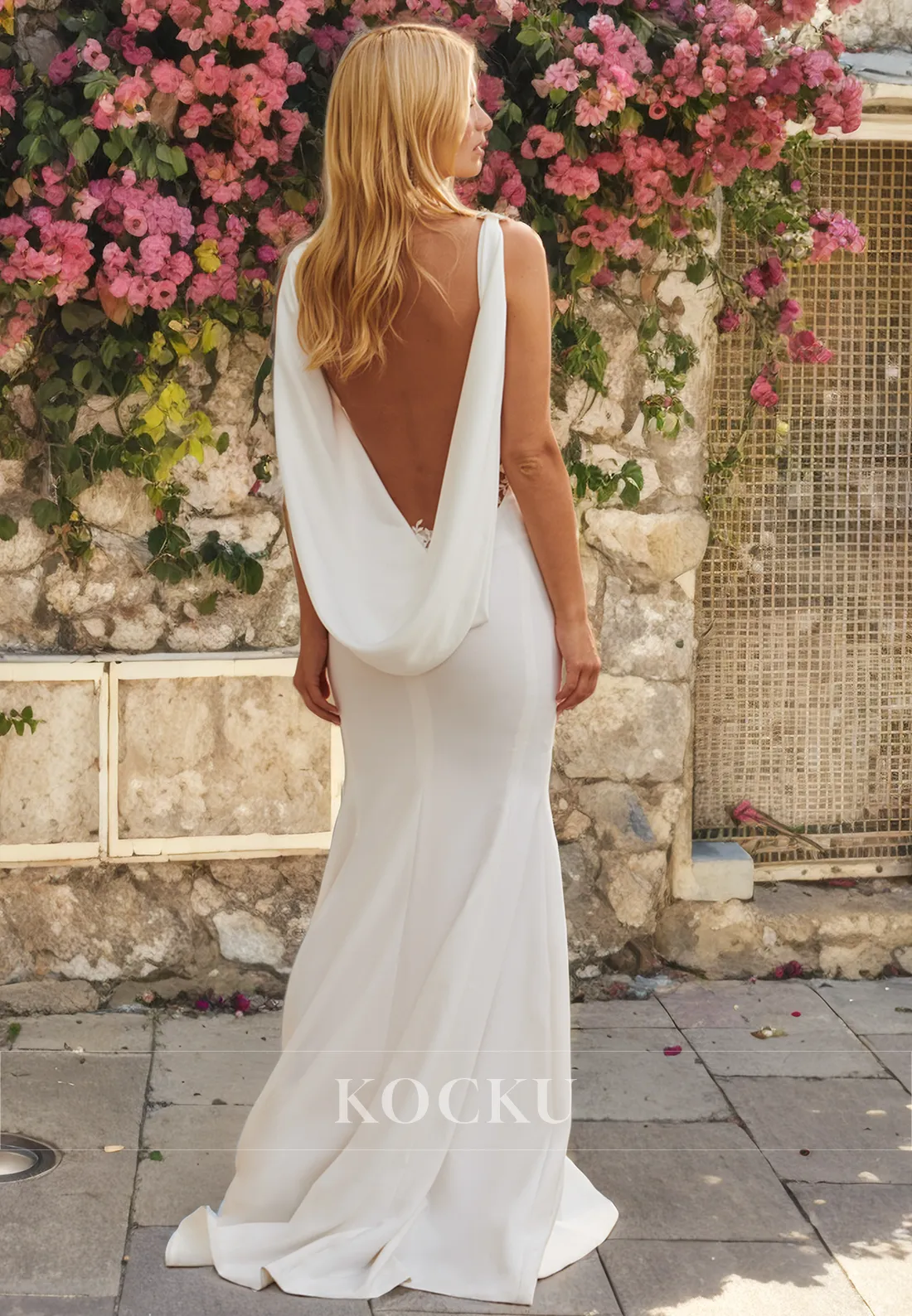 Elegant & Simple Spaghetti Straps Square Mermaid Wedding Dress