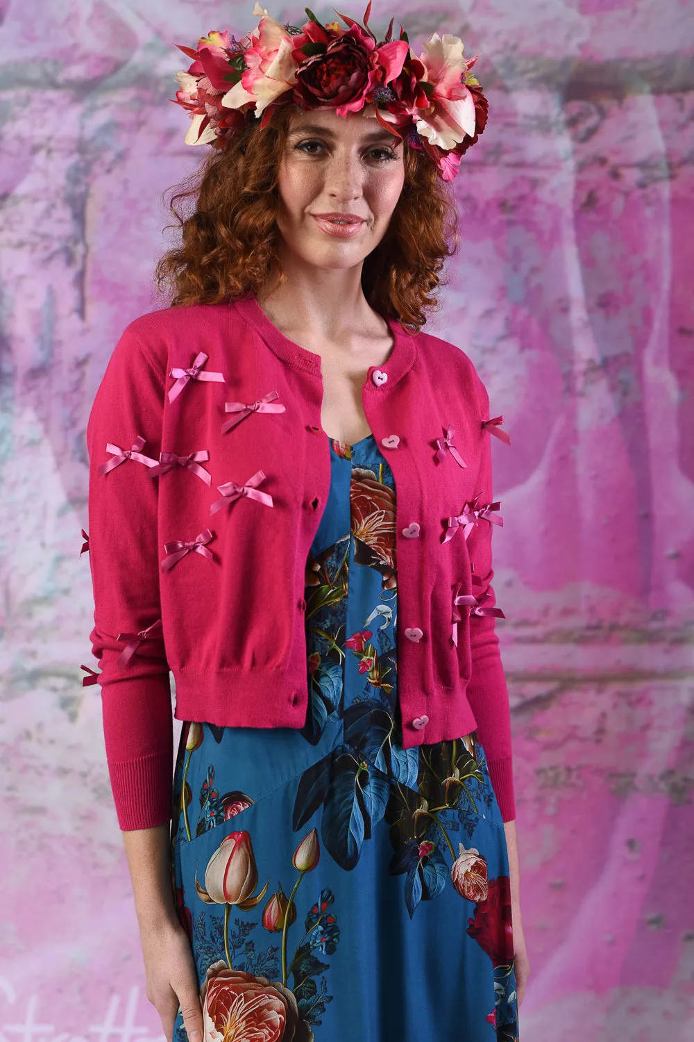 Emily Bow Cardi - Cerise