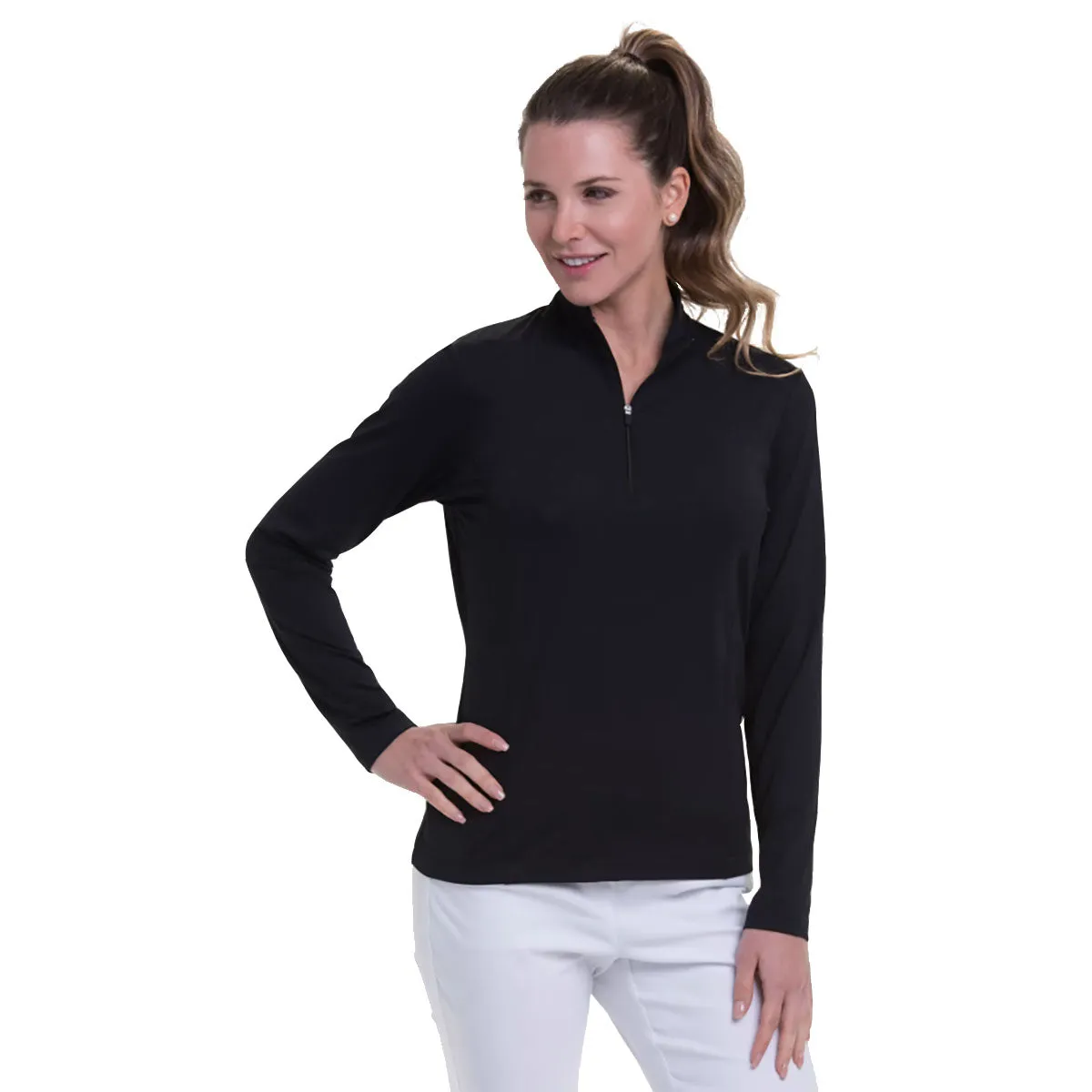 EP New York Zip Mock Long Sleeve Womens Golf Pullover