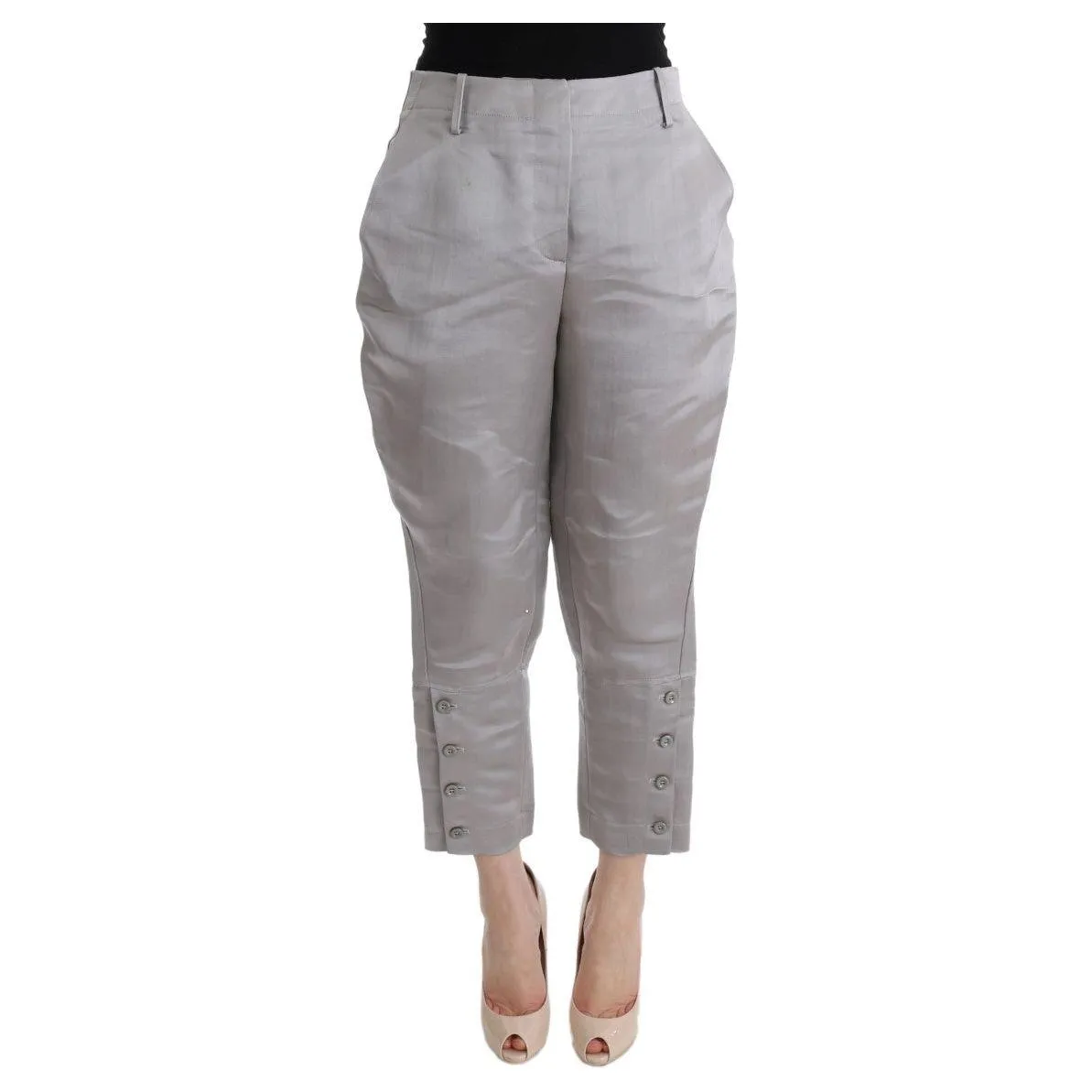 Ermanno Scervino Chic Gray Cropped Silk Pants