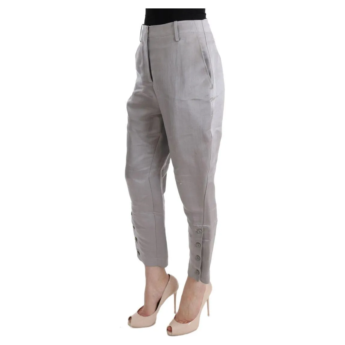 Ermanno Scervino Chic Gray Cropped Silk Pants