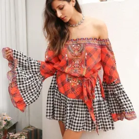 Ethnic Sexy Patchwork Backless Vintage Summer Dress