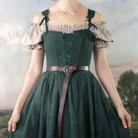 Evergreen Linen High Back Corset Bodice