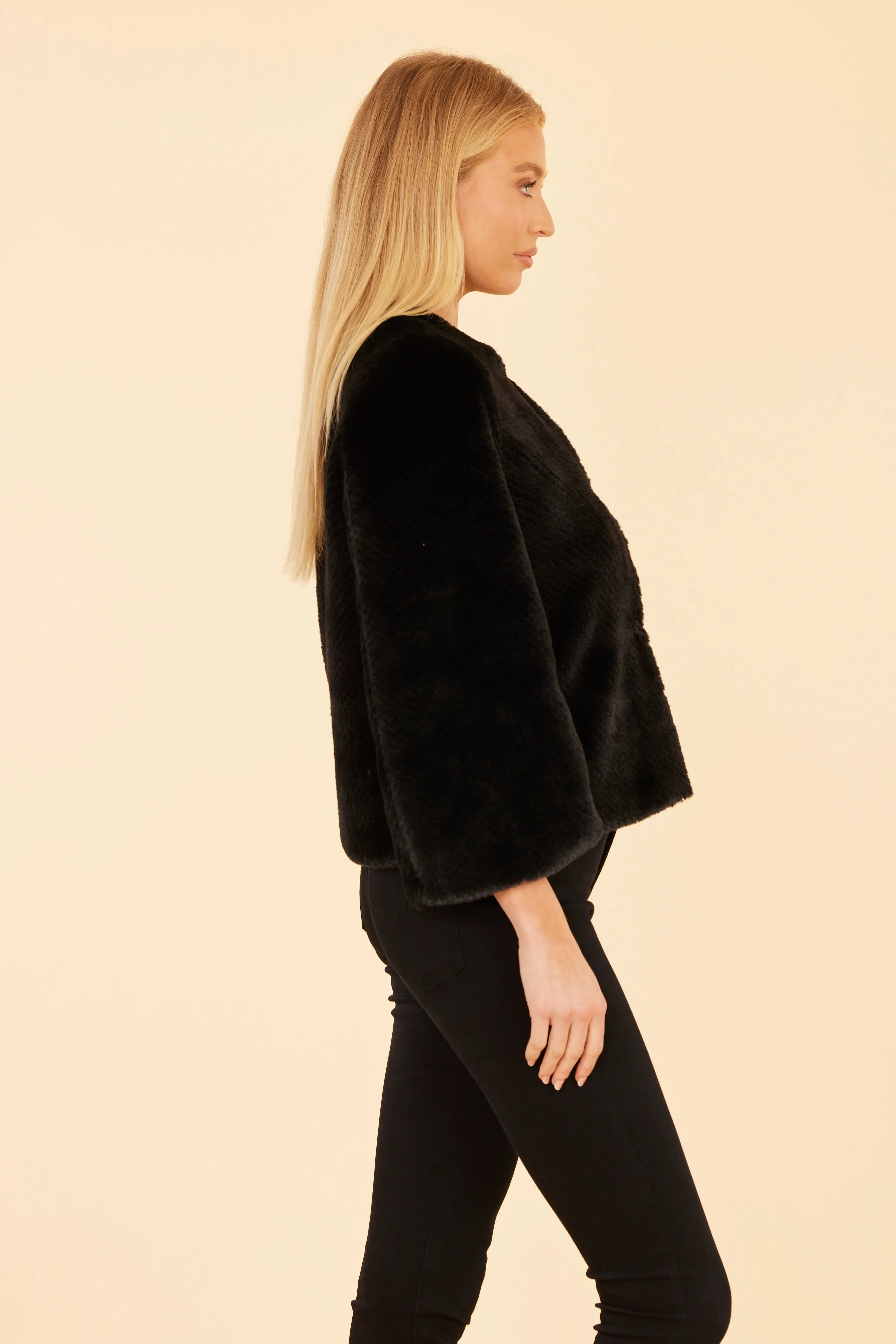 Faux Fur Split Sleeve Jacket