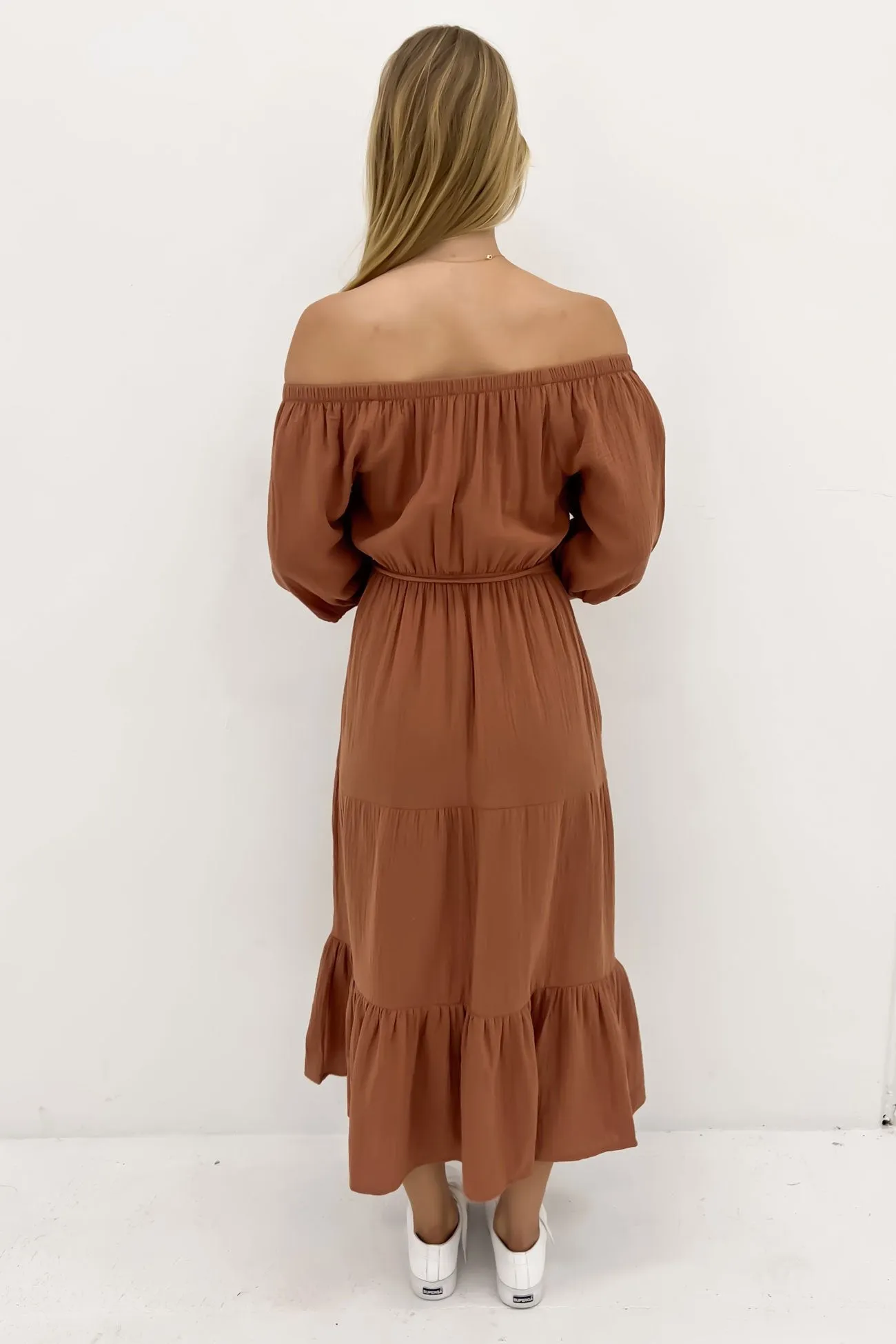 Felix Tiered Midi Dress Mocha