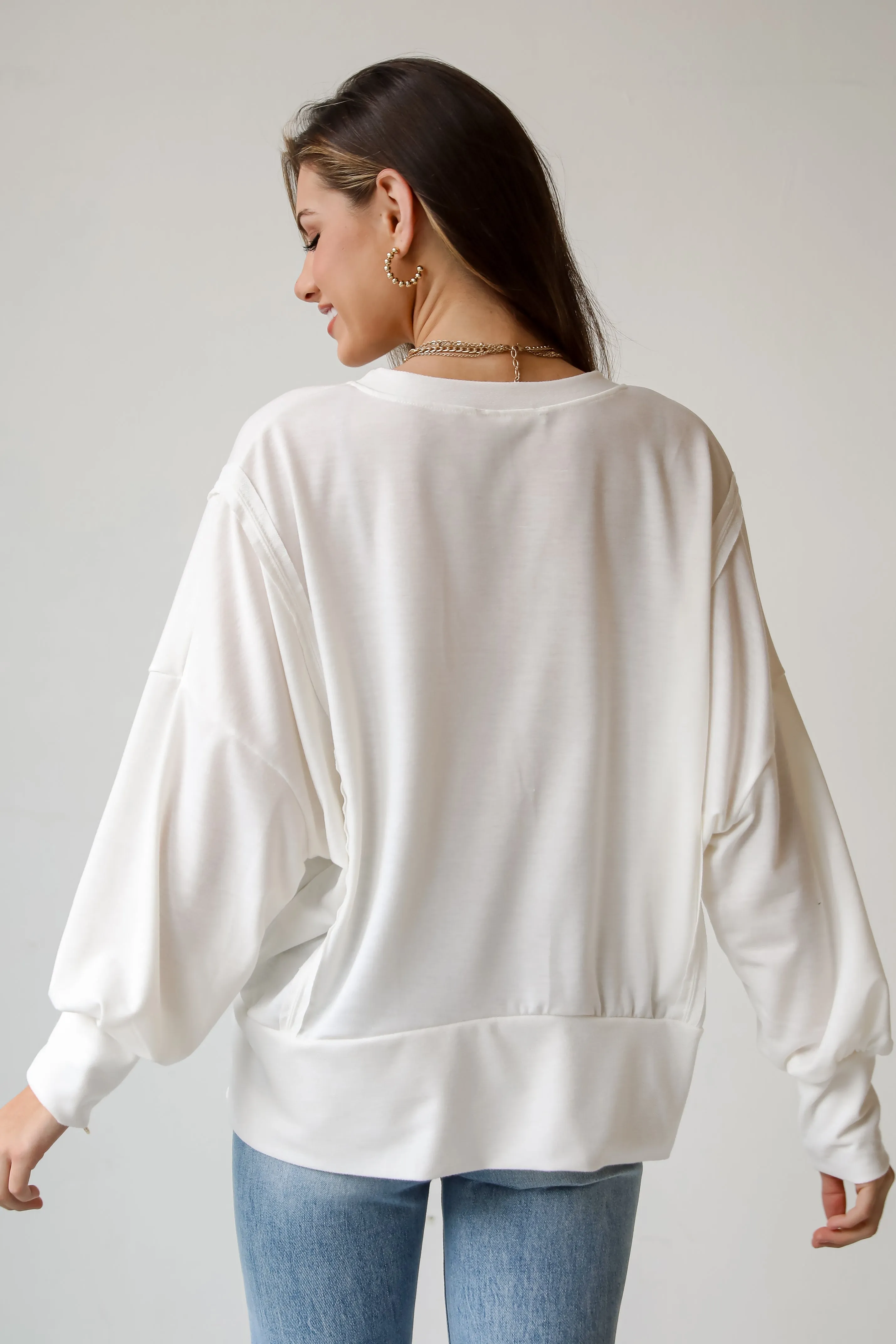 FINAL SALE - Comfy Fascination Ivory Oversized Pullover