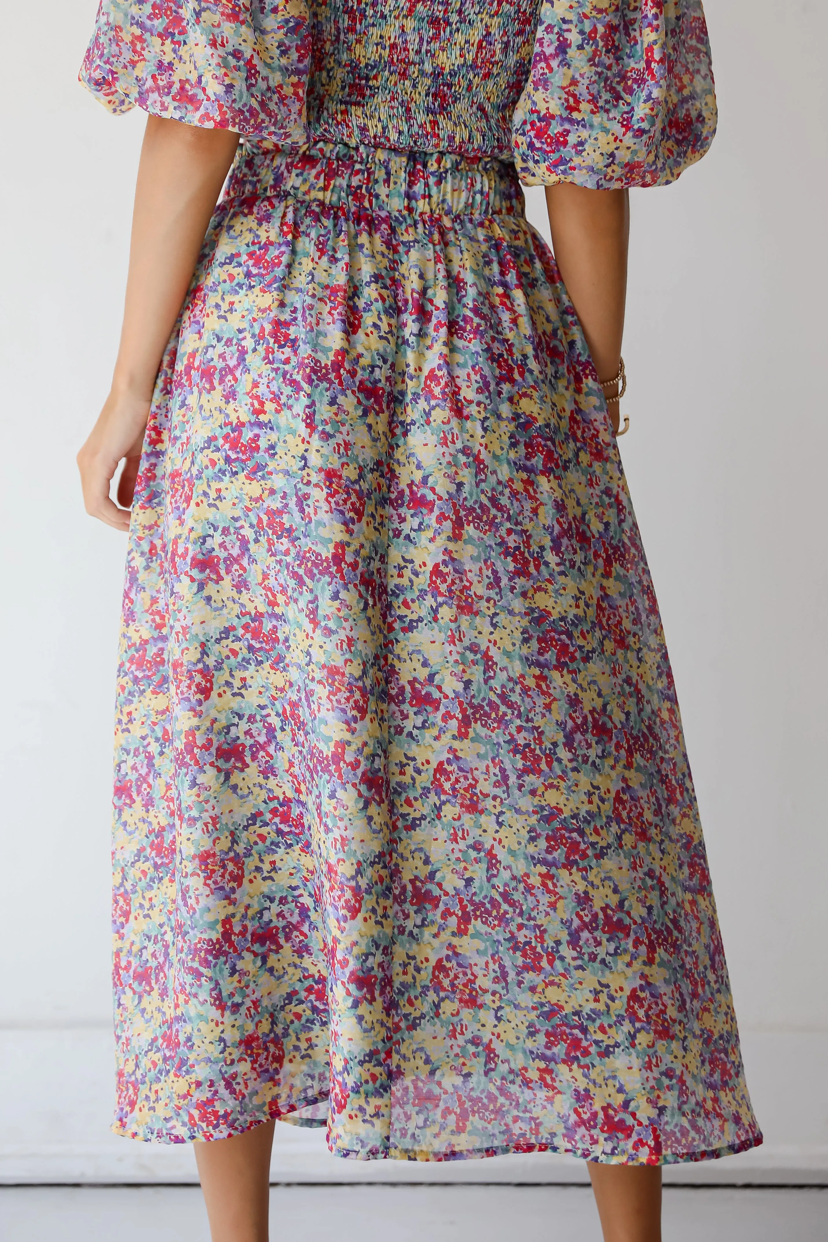 FINAL SALE - Instantly Perfect Multicolored Floral Midi Skirt