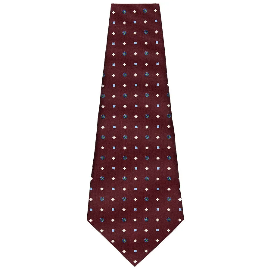 Floral Printed Silk Bespoke Tie - Burgundy