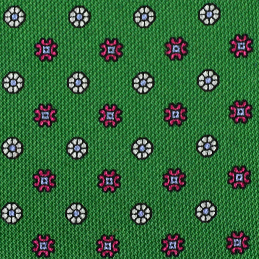 Floral Printed Silk Bespoke Tie - Green