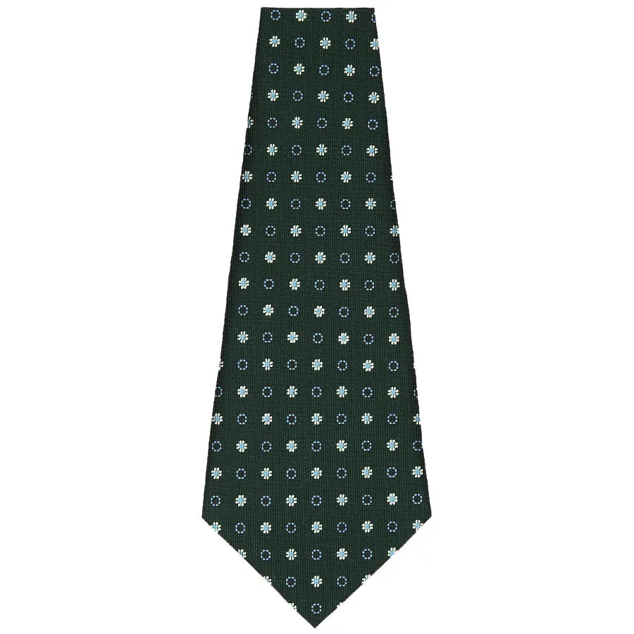 Floral Printed Silk Bespoke Tie - Madder Green