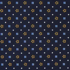 Floral Printed Silk Bespoke Tie - Navy