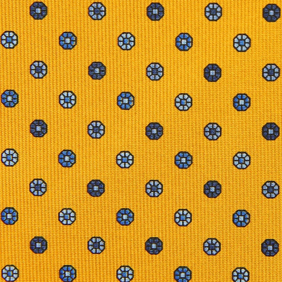 Floral Printed Silk Bespoke Tie - Yellow