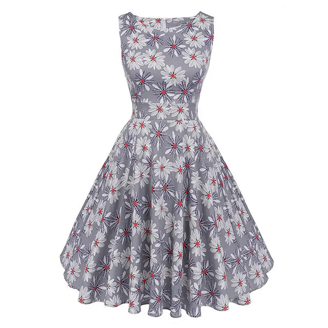 Floral VIntage Tank Dress with Belt