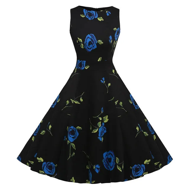 Floral VIntage Tank Dress with Belt