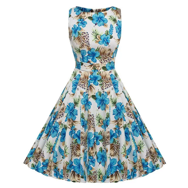 Floral VIntage Tank Dress with Belt