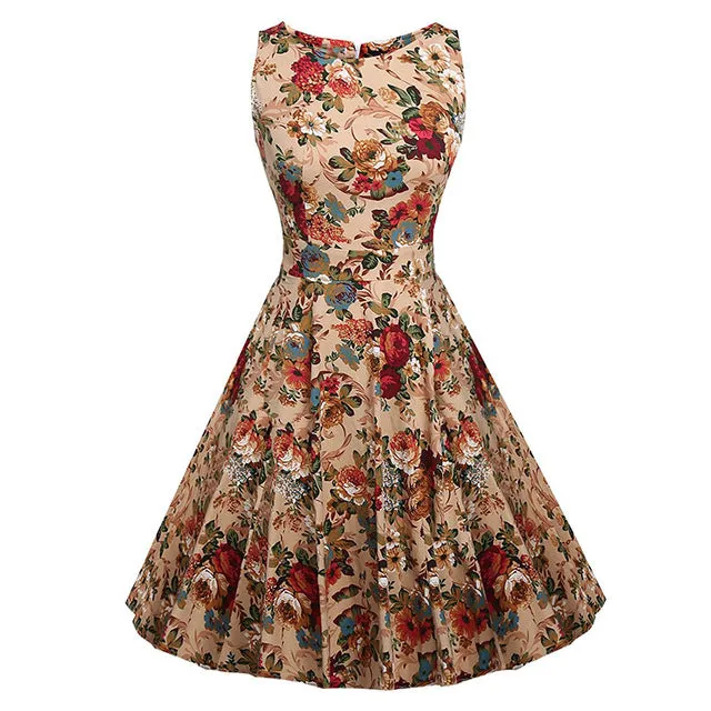 Floral VIntage Tank Dress with Belt