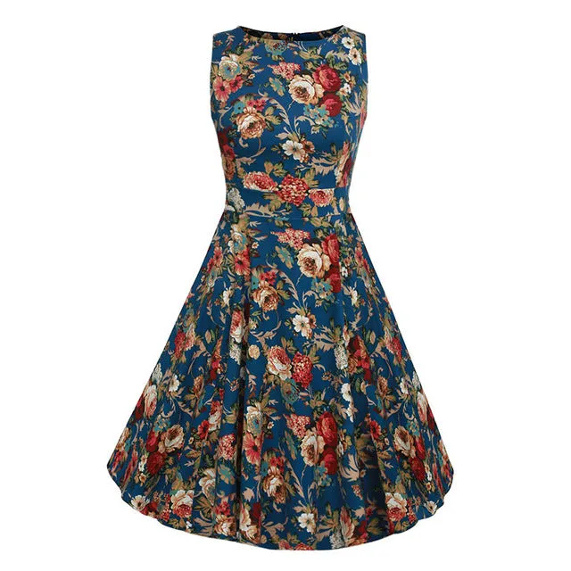 Floral VIntage Tank Dress with Belt