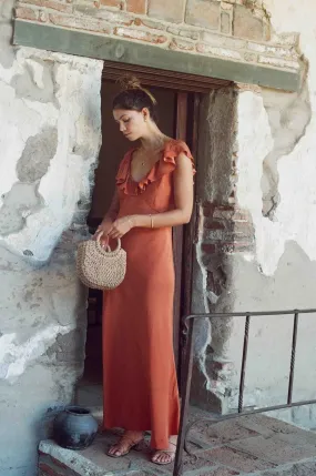 Florence Silk Maxi Dress | Sandstone Orange