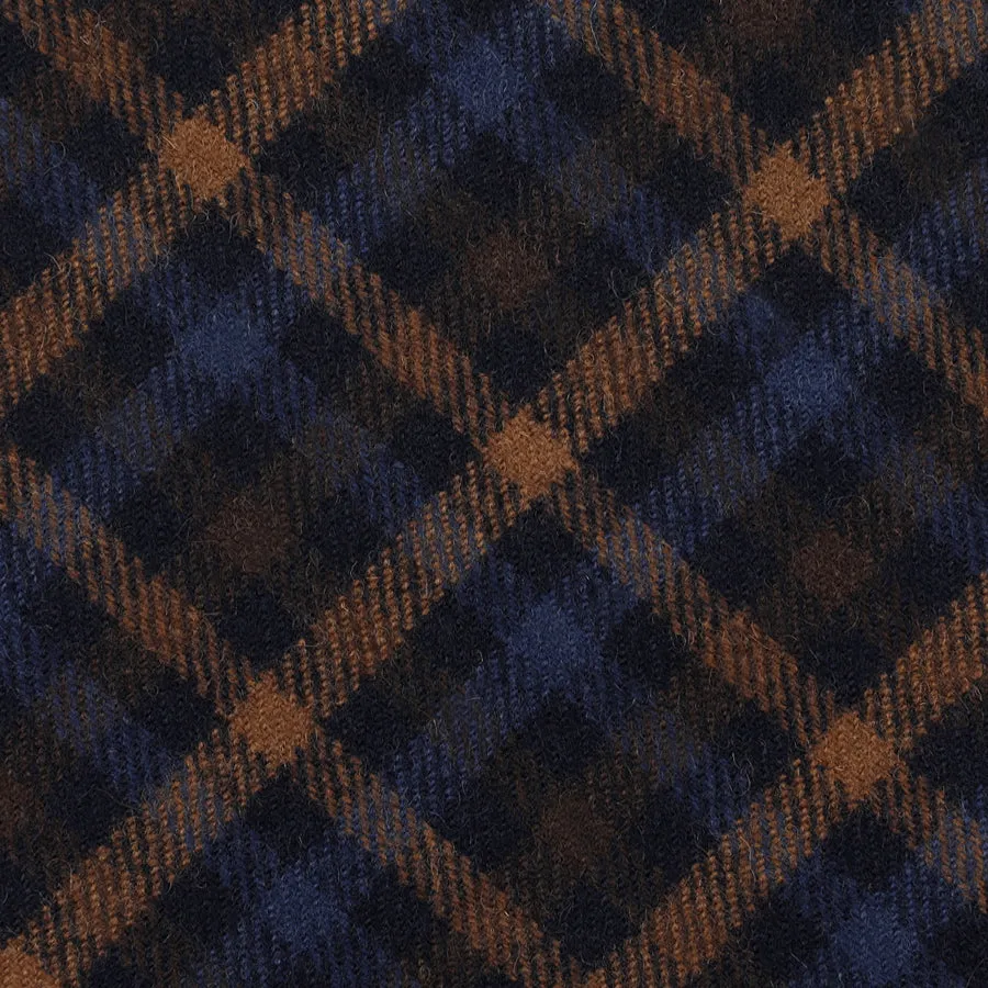 Fox Brothers Checked Wool Bespoke Tie - Navy / Brown