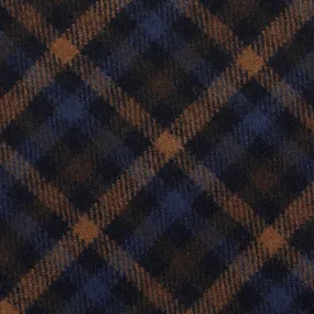 Fox Brothers Checked Wool Bespoke Tie - Navy / Brown