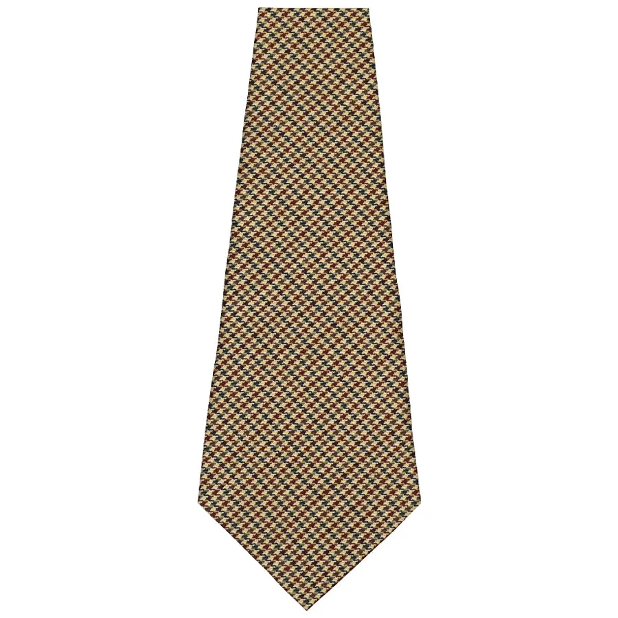 Fox Brothers Houndstooth Wool Bespoke Tie - Beige